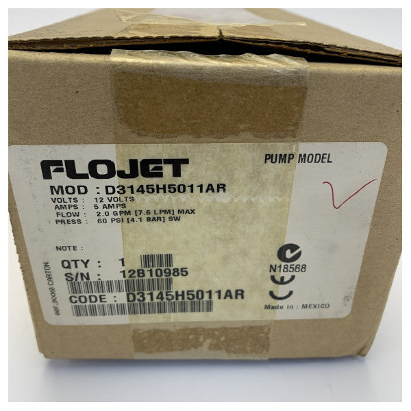 Flojet D3145H5011AR Duplex II Diaphragm Pump 12V 7.6L/min 60 PSI