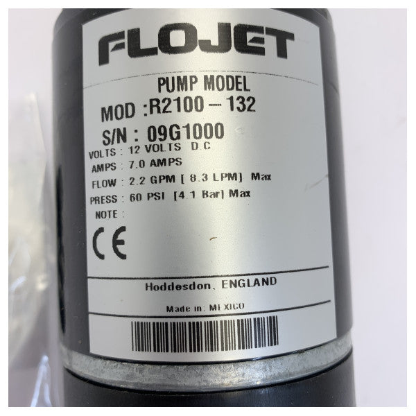 Flojet Diaphragm Fresh Water Pump 12V 8.3L/m 60 PSI - R2100132A