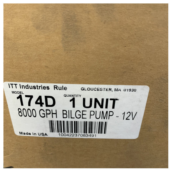 Αντλία σεντίνας Rule 8000 GPH 12V - Υποβρύχια αντλία Marine 174D 