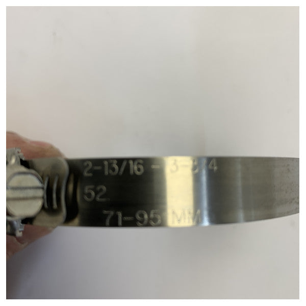Norma W4 slangeklemme rustfritt stål 316 - 71-95mm - Marinekvalitet 