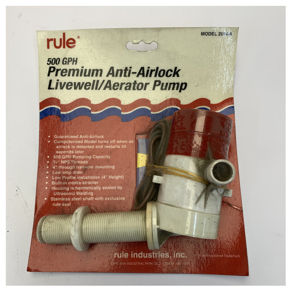 Rule 500 GPH levende brønn-aeratorpumpe 90 grader - Marine lensepumpe 201-AA 