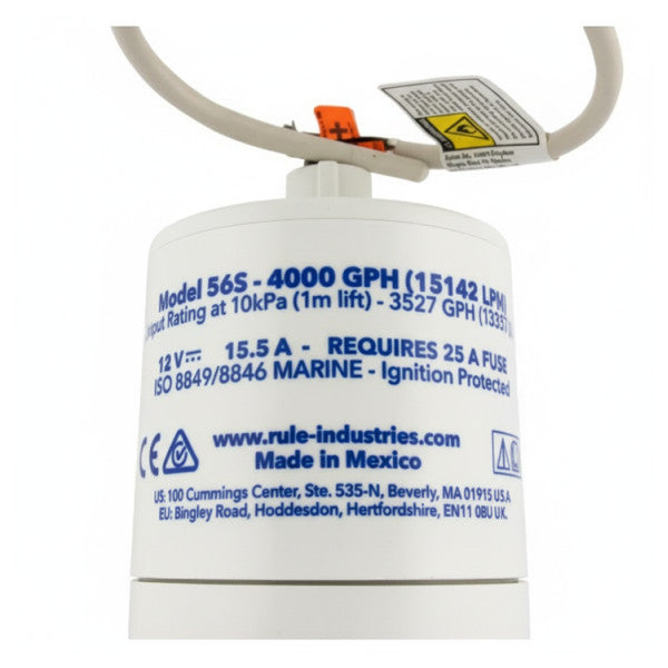 Κανόνας 4000 Αυτόματη Υποβρύχια Αντλία Σεντονιού - 12V - 56S - 4000 GPH 