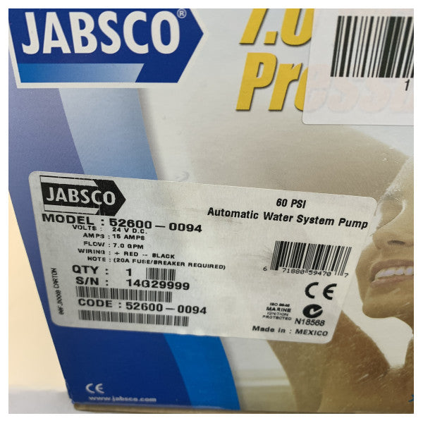 Jabsco PAR-Max 7.0 WPS Makeveden pumppu 26.5L/m 24V 60 PSI - 52600-0094 