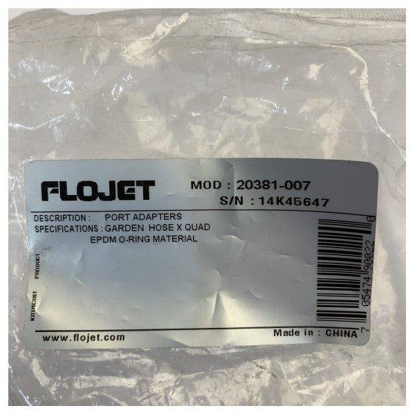 Flojet 20381-007 Connection Set Port Kit - Push-in and Garden Hose Connection - EPDM (2 pieces) 