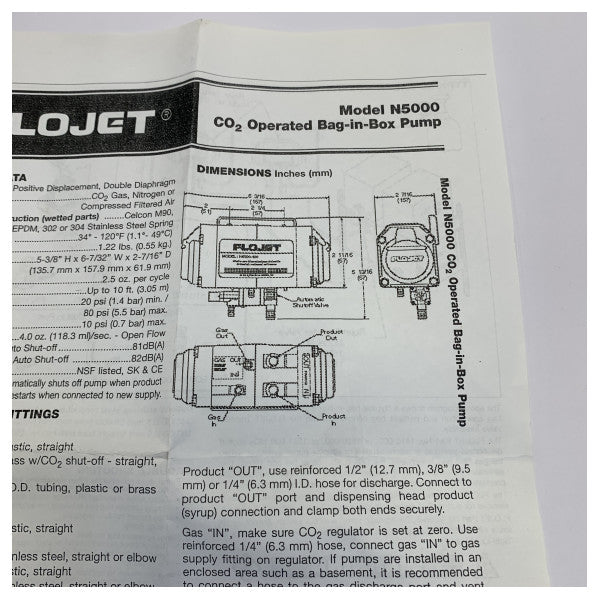 Pompa do napojów Flojet - napędzana gazem - N5000509 