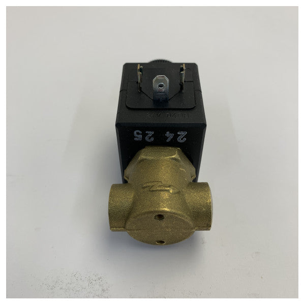 Válvula solenoide Marco Marine 24V 1/4 polegada 8 mm certificada R.I.NA. com conector DIN 
