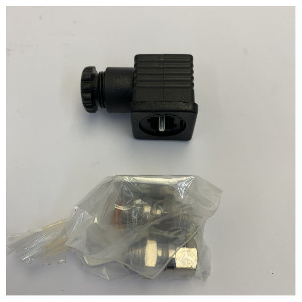 Válvula solenoide Marco Marine 24V 1/4 polegada 8 mm certificada R.I.NA. com conector DIN 