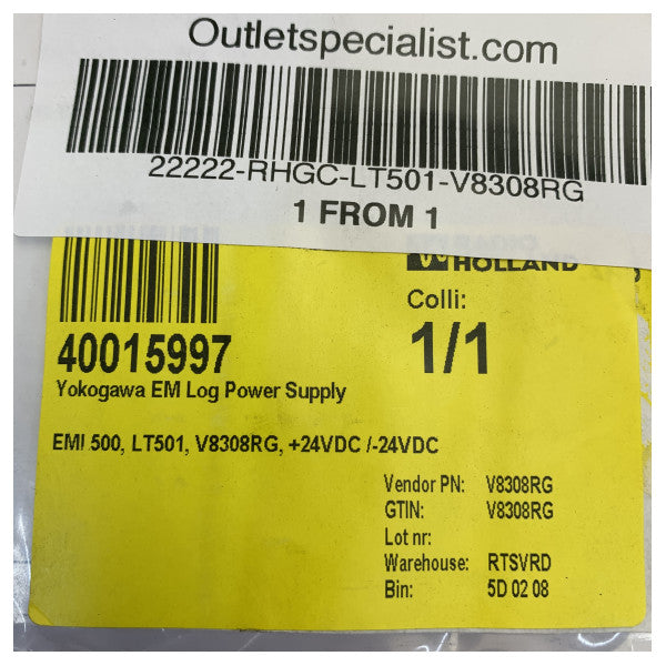 Yokogawa EML500 EM Log strømforsyningskort LT501 V8308RG +/-24VDC 