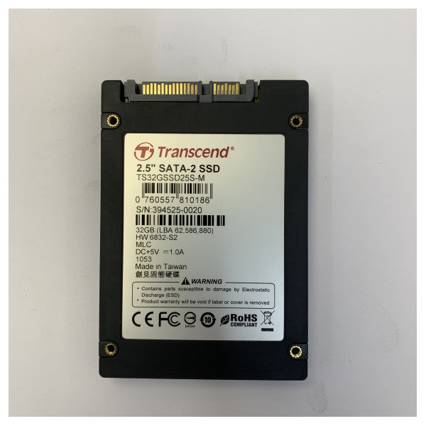 Transcend 32GB 2.5\" SATA SSD MLC intern solid state-disk TS32GSSD25S-M 