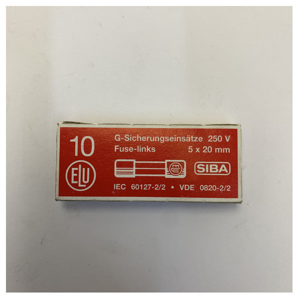 SIBA 0179020.6.3 schnellwirkende Glasrohrsicherung 5x20mm 6,3A - Packung mit 10 Stück 