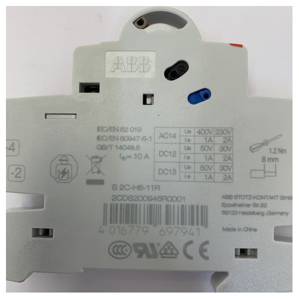 ABB S2C-H6-11R Auxiliary Contact 1NO/1NC for DIN Rail Mounting