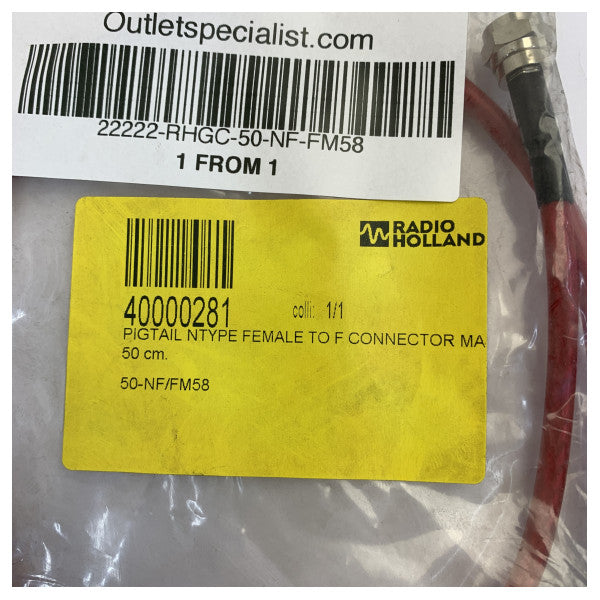 Coaxial Pigtail-kabel N-type hun til F-type han 50 cm RG58 