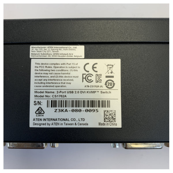 Aten CS1762A 2-Port USB DVI KVMP Switch with Audio and Cables 