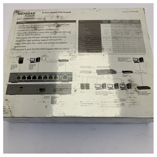 Netgear ProSafe FVS318G-200EUS VPN firewall-router med 8 porte Gigabit 