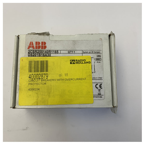 Disjuntor RCBO ABB DS201 B16 A30 1P+N 16A 30mA 
