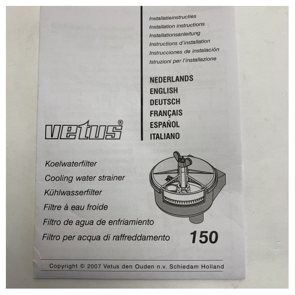 Vetus raakmeriveden suodatin tyyppi 150 sisäänkäynti 𝓱285mm - FILTER150 