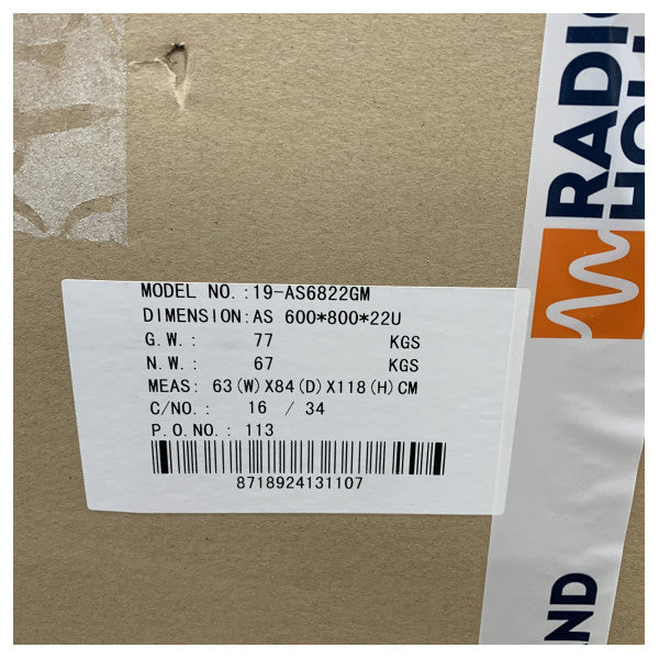 Q-Rack EMS68-22BK 22U 19-Zoll-Stand-Server-Rack - 600x800mm IT-Schrank 