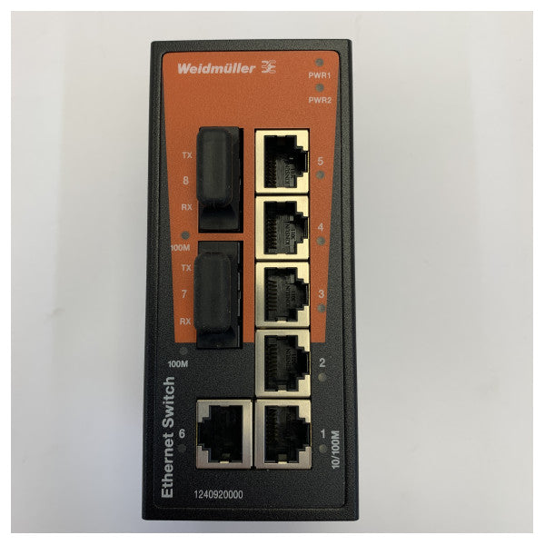 Weidmüller IE-SW-BL08T-6TX-2SC Unmanaged Network Switch | 6 Ports 2x SC | DIN Rail 