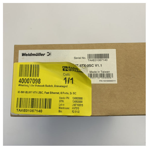 Weidmüller IE-SW-BL08T-6TX-2SC Unmanaged Network Switch | 6 Ports 2x SC | DIN Rail 