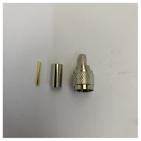 Conector RF macho Telegärtner UHF PL259 para cravar em cabo coaxial RG58 RG58C/U 50 Ohm 