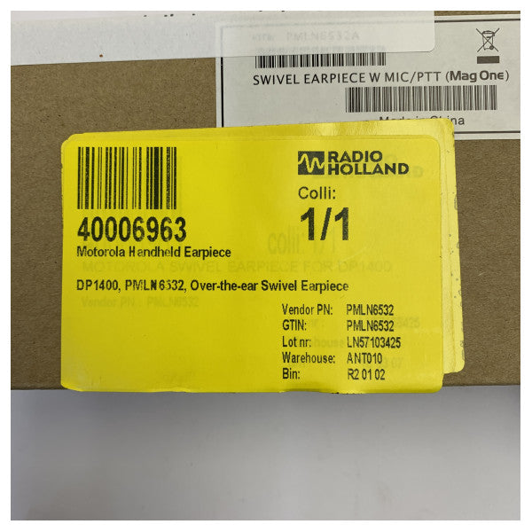 Motorola PMLN6532A Mag One svingbart ørepluggsett med mikrofon og PTT for DP1400 og R2 