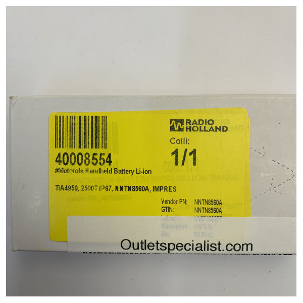 Motorola NNTN8560A IMPRES Li-ion Battery 2500mAh IP67 TIA4950 for Two-Way Radios