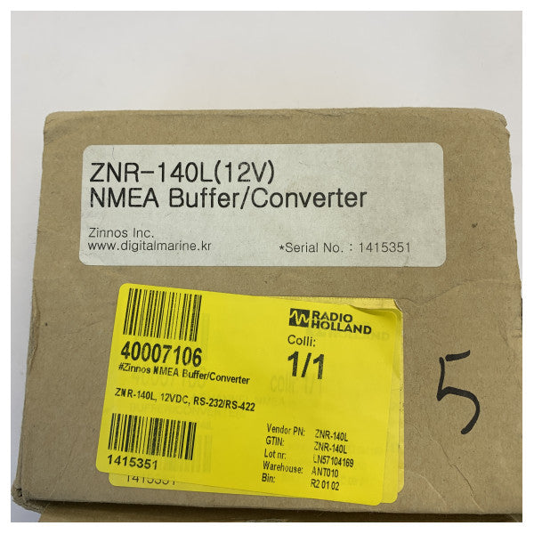 Zinnos ZNR-140L Buffer e Conversor NMEA | Divisor de Sinal Marinho 12VDC RS-232 RS-422 