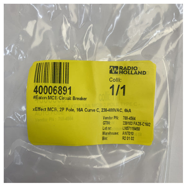 Eaton xEffect MCB automatski prekidač 2P 16A C krivulja 6kA 230-400VAC 