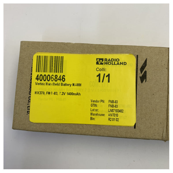 Vertex FNB-83 Ni-MH-batteri for HX370 håndholdt marineradio - 7,2V 1400mAh 