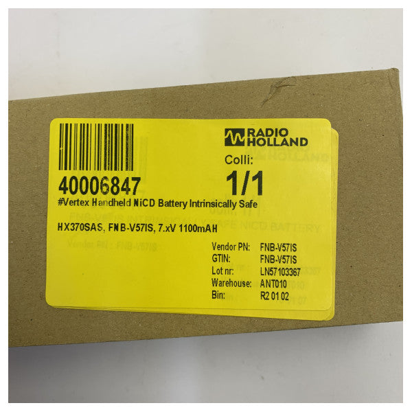 Batteria NiCD Vertex FNB-V57IS per radio marina HX370SAS 7,2V 1100mAh 