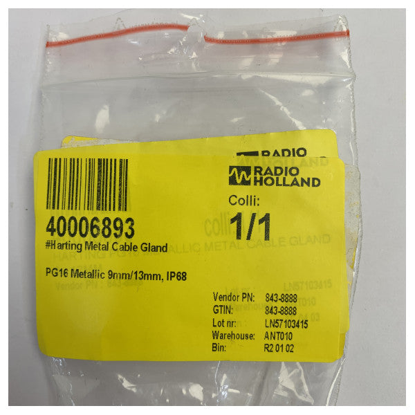 Harting PG16 Gland tal-Kejbil tal-Metall IP68 - 9mm-13mm Reżistenti għall-Korrużjoni 