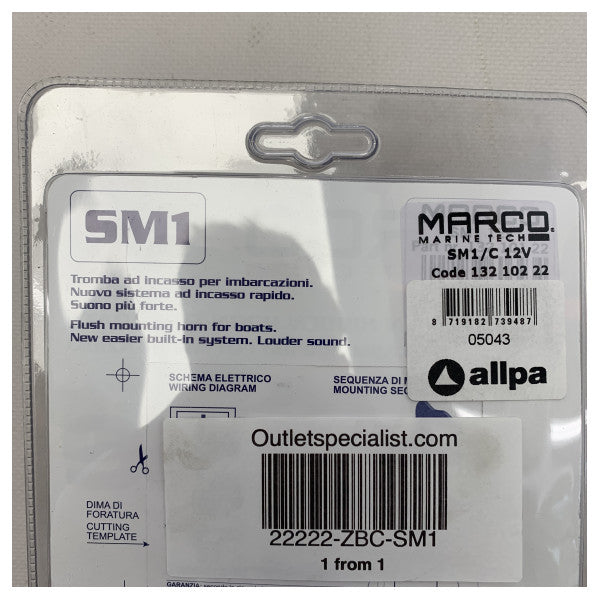 Marco Smile 12v Električni rog od nehrđajućeg čelika - SM1 - 132 102 22