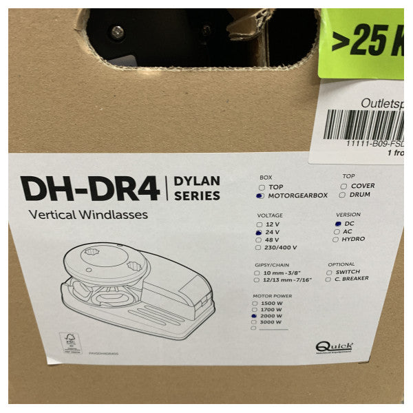 Quick Dylan DR4 2000W 12/13mm ankarspel i rostfritt stål, elektriskt 24V - FSDR20240012A01 