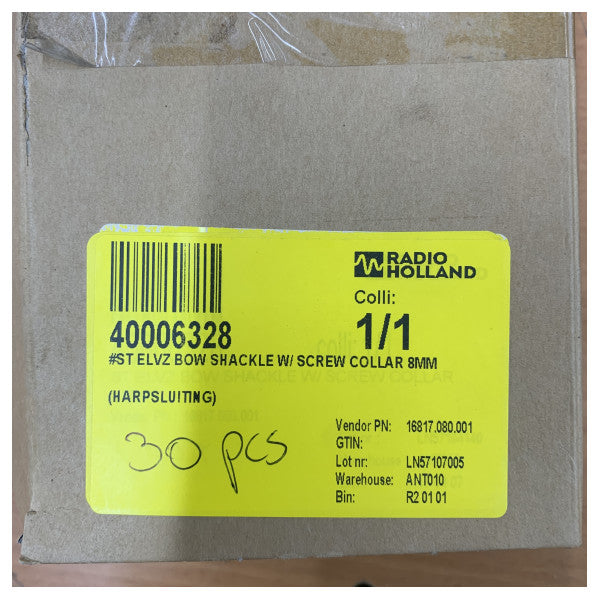 8 mm verzinkter Stahl-Bogenschäkel mit Schraubbolzenkragen 1 Stk. 