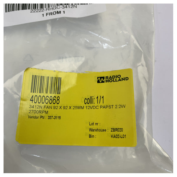 ebm-papst 3412N Kompaktowy wentylator chłodzący 12V DC wentylator osiowy 