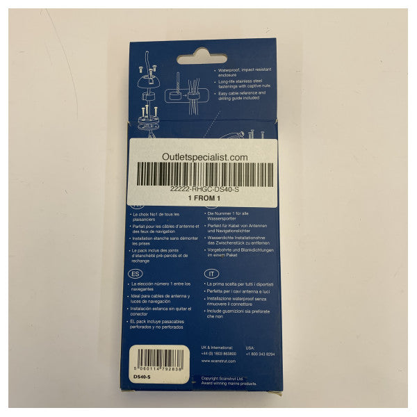 Scanstrut DS40-S Κάθετο Στεγανοποιητικό Καλωδίου IP68 από Ανοξείδωτο Ατσάλι για Θαλάσσιο Κατάστρωμα 