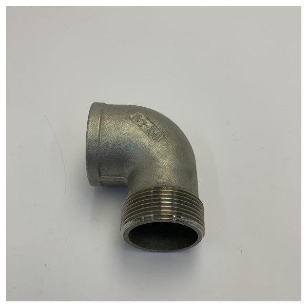 Codo macho-hembra de acero inoxidable 316 Osculati de 90 grados 1 1/2 pulgadas 17.124.06 