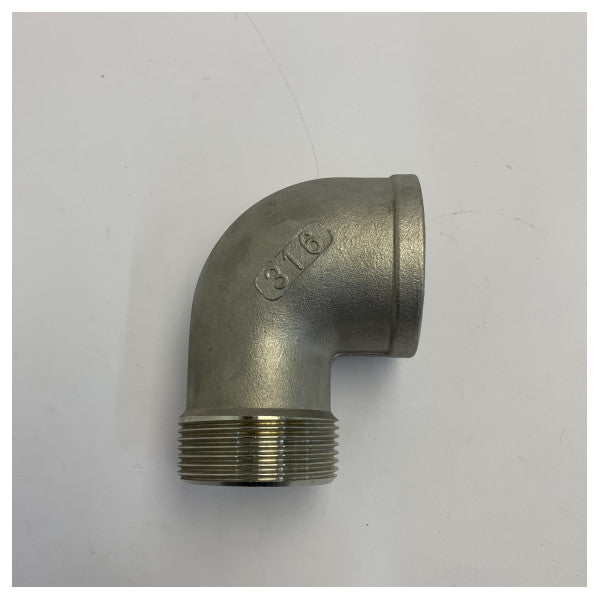 Codo macho-hembra de acero inoxidable 316 Osculati de 90 grados 1 1/2 pulgadas 17.124.06 