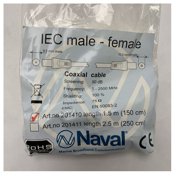 Naval Coax connection cable 90 dB - 201410 1.5M