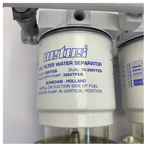 Filtro carburante doppio separatore d'acqua Vetus 75330VTEB 360L/h 