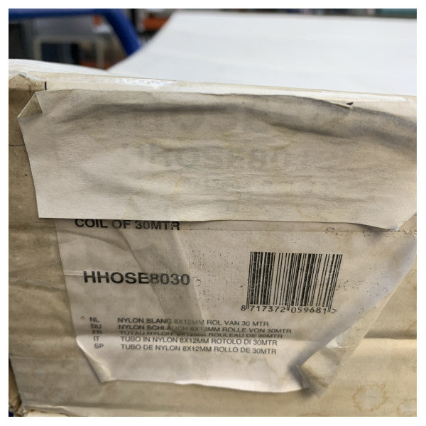 VETUS nylonslang 8 x 12 mm, rulle om 30 meter HHOSE8030 