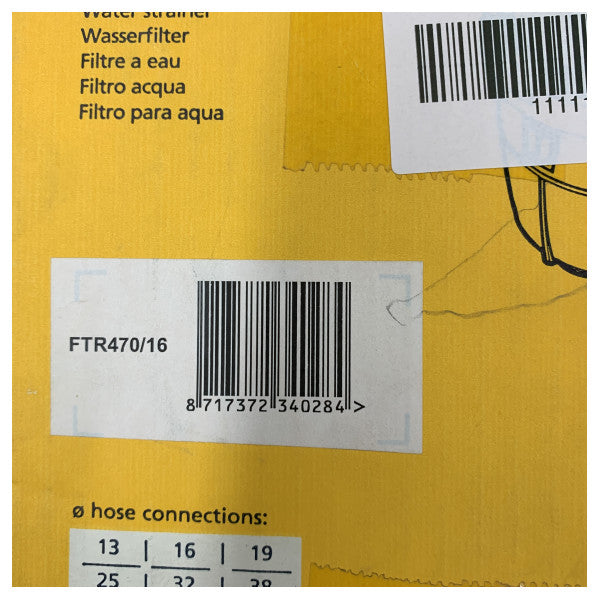 Filtro acqua di raffreddamento VETUS tipo 470, per collegamenti tubo da 15,9 mm 