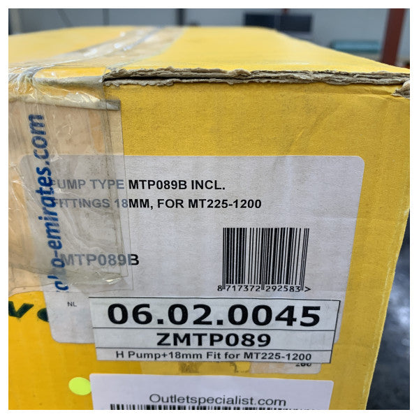 Pompa sterzo VETUS MTP089B incl. coppia 18 mm, MT225-1200 