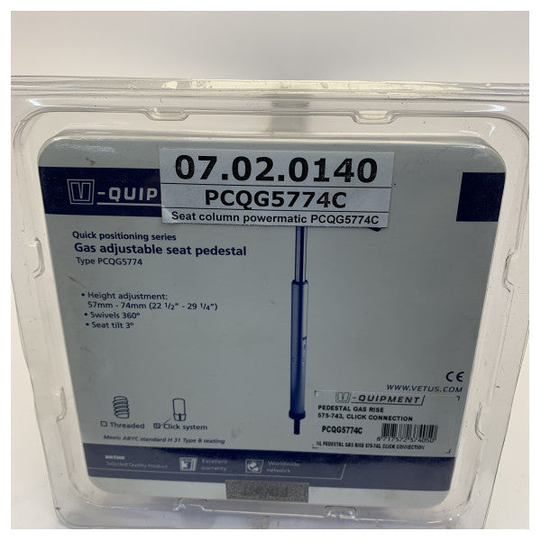 Vetus PCQG5774T pata de silla de posicionamiento rápido con resorte de gas 570-740 mm 