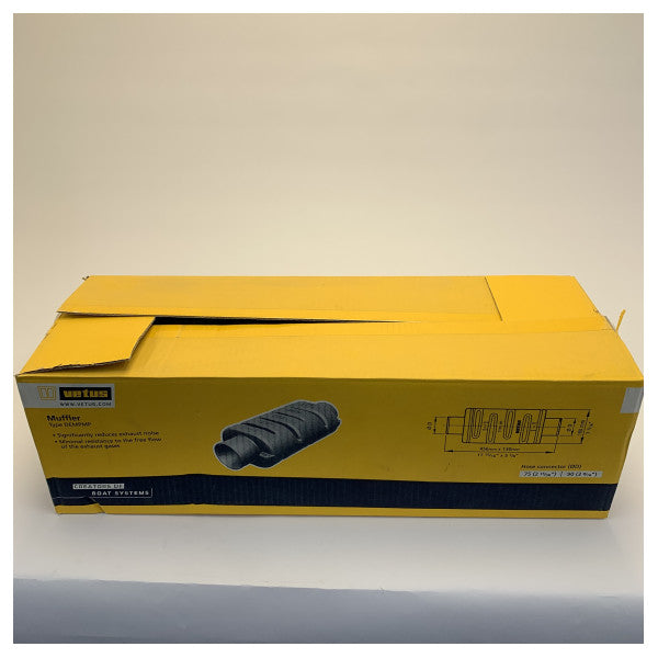 Vetus DEMPMP100 шумозаглушител за 102 мм изпускателен маркуч 580x168 мм 