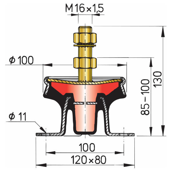 Vetus MITSTEUN motorophæng med hydraulisk vibrationsdæmper til M1, M2 og M3 
