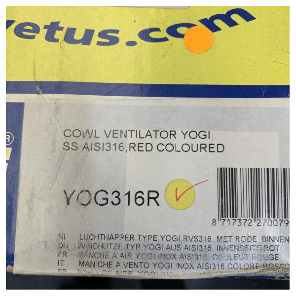 Vetus YOG316R YOGI luftintag 125mm 316 rostfritt stål röd interiör 