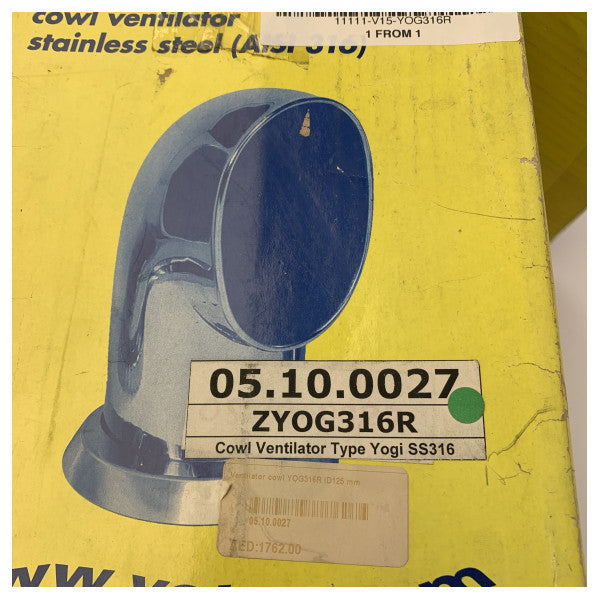 Vetus YOG316R YOGI luftintag 125mm 316 rostfritt stål röd interiör 
