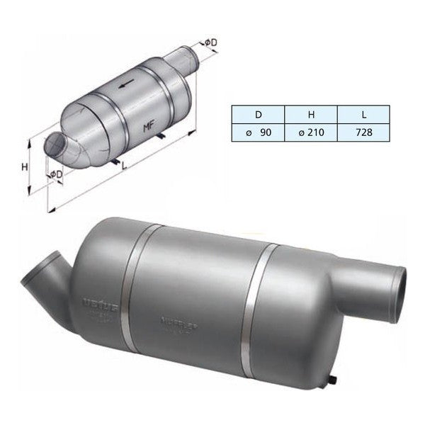 Vetus MF090 Silenciador tipo MF 90 mm Para embarcações rápidas 