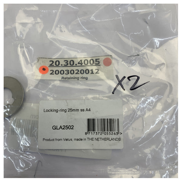 Vetus GLA2502 Ċirku ta’ żamma 25mm azzar inossidabbli A4 
